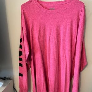 VSPink long sleeve T-shirt. Pink down the sleeve. Size Large